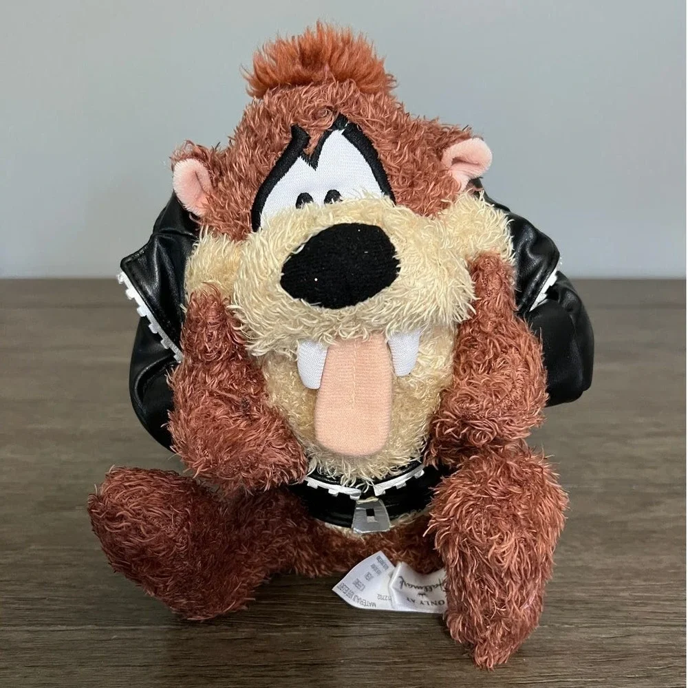Hallmark Looney‎ Tunes Tasmanian Devil Biker Taz Plush Faux Leather Jacket